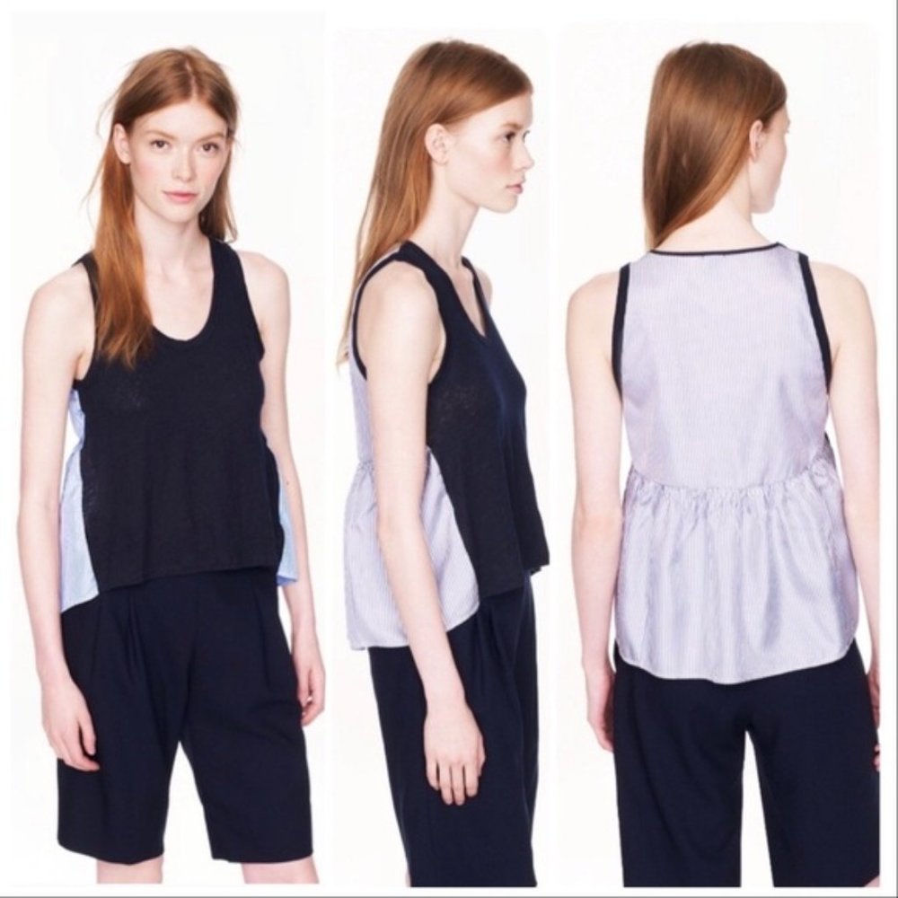 EUC J.Crew Navy Seersucker Tank Size XS